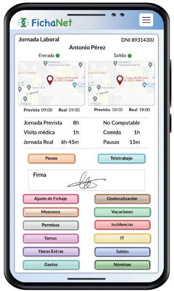 Fichanet la aplicación mas completa para el registro de la jornada laboral